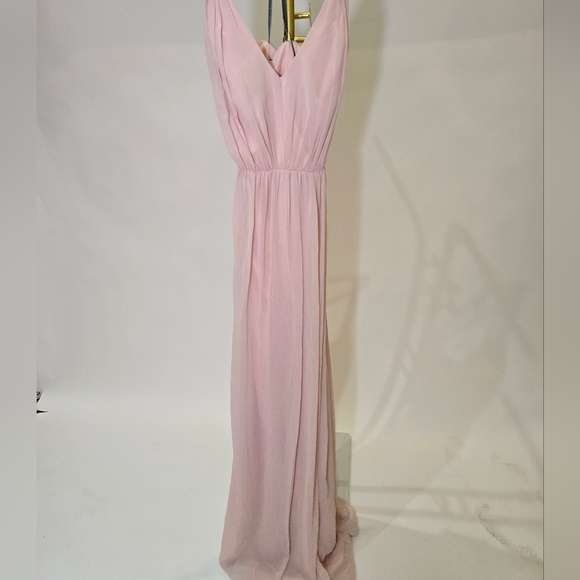 Vera Wang White Davids Bridal 20 Long Blush Dusty Rose Chiffon Dress Cross Back - Picture 6 of 15